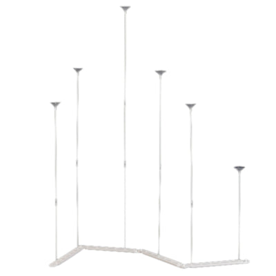 Clear acrylic display stand with adjustable heights for showcasing products.