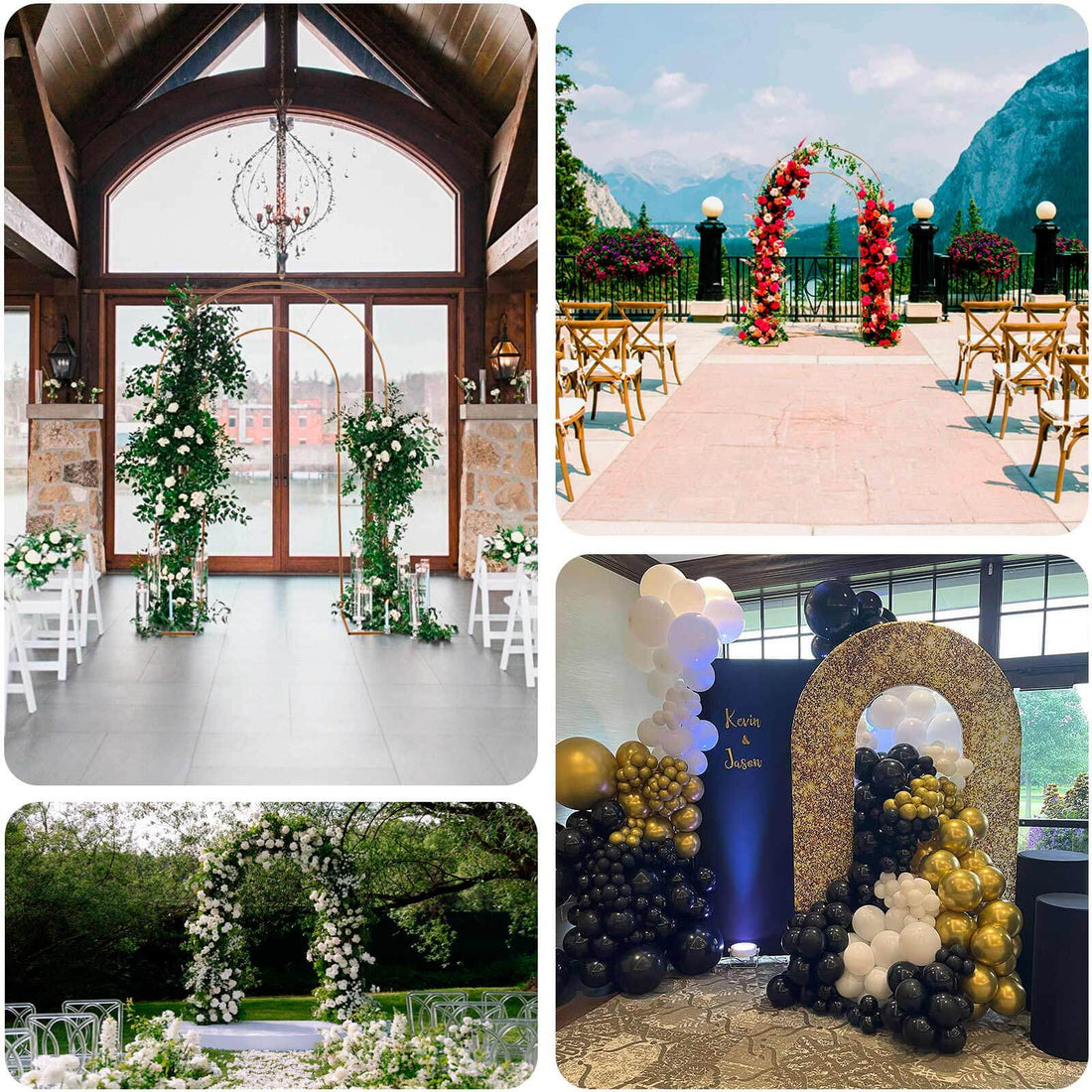 8ft Gold Metal Double Arch Wedding Backdrop | eFavormart