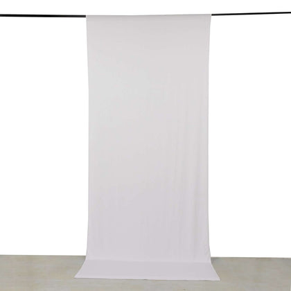 White 4-Way Stretch Spandex Backdrop Drape Curtain, Wrinkle Free Event Divider Panel with Rod Pockets - 5ftx12ft