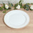 Elegant white plate with gold beaded rim, perfect for dining settings.