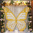 Yellow butterfly cutout against floral backdrop for events and celebrations.