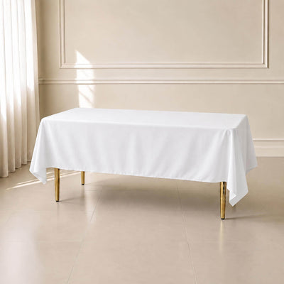 Premium Polyester Rectangle Tablecloth 60"x102" White - 220GSM Wrinkle-Resistant & Stain-Proof Finish