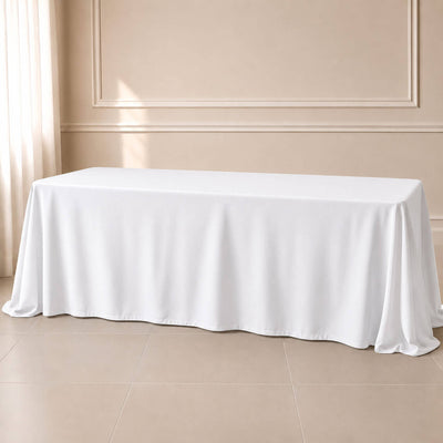 Premium Polyester Rectangle Tablecloth 90"x156" White - Seamless 220GSM Wrinkle-Resistant & Durable Finish