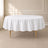 White polyester round tablecloth, 90 inches, ideal for events and parties.