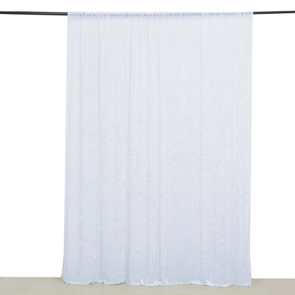 Crushed Velvet Backdrop Curtain – White 8ft x 8ft Event Drape with Rod Pocket, Privacy Panel for Photo Booths & Events