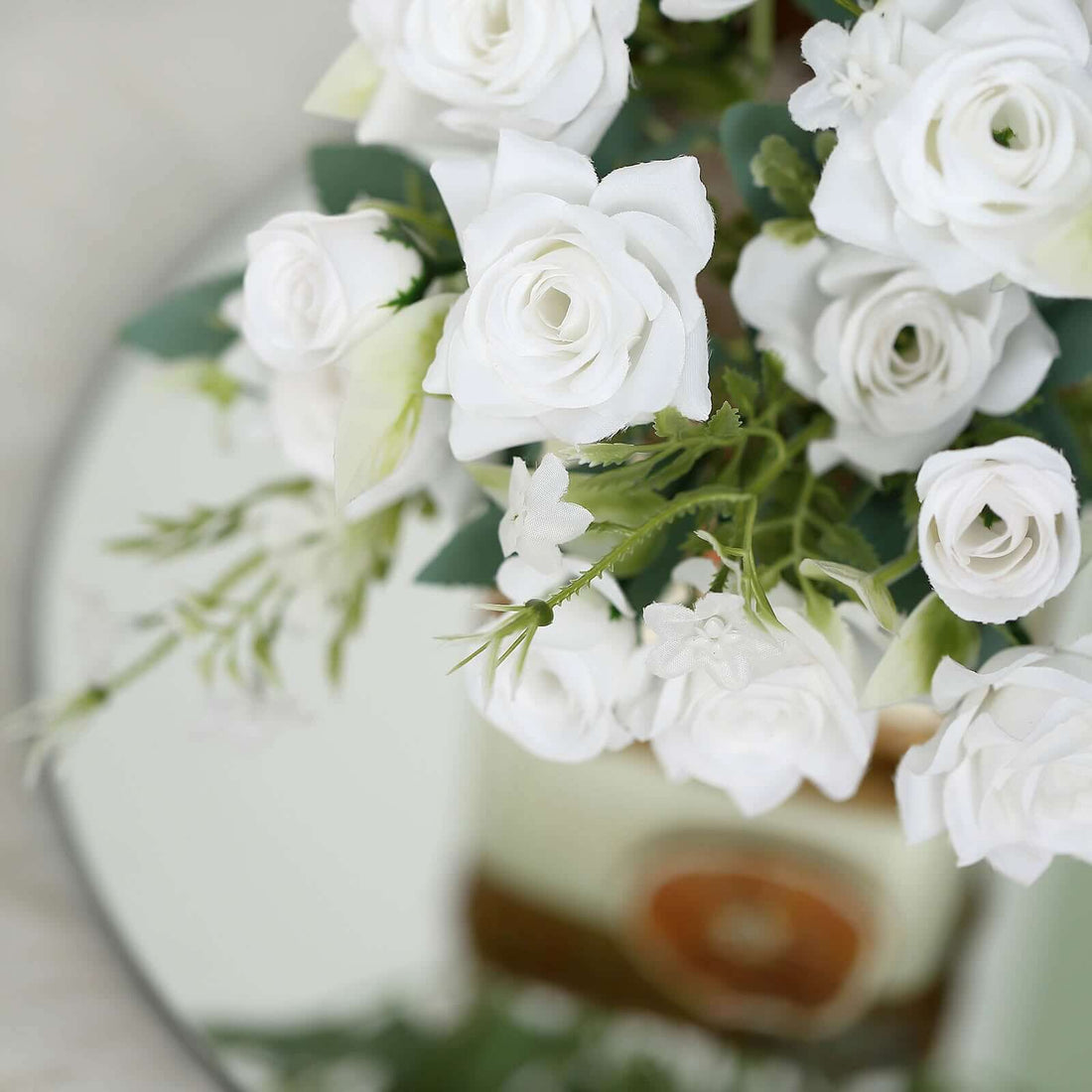12 White Real Touch Silk Rose Bouquets | eFavormart
