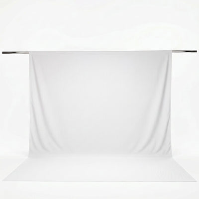 White sheer curtain panel on a metal rod, minimalist studio backdrop#whtbkgd