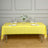 Yellow checkered tablecloth on a dining table set for a meal.