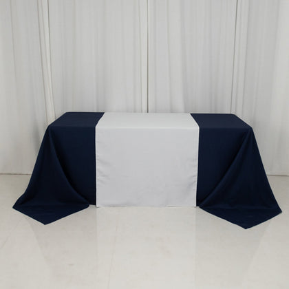 Wide Polyester Table Runner 36"x72" White - Durable Trade Show and Exhibitions Table Decor