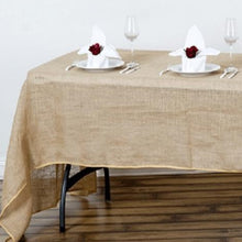 60"x126" Natural Rectangle Burlap Rustic Tablecloth | Jute Linen Table Decor#whtbkgd