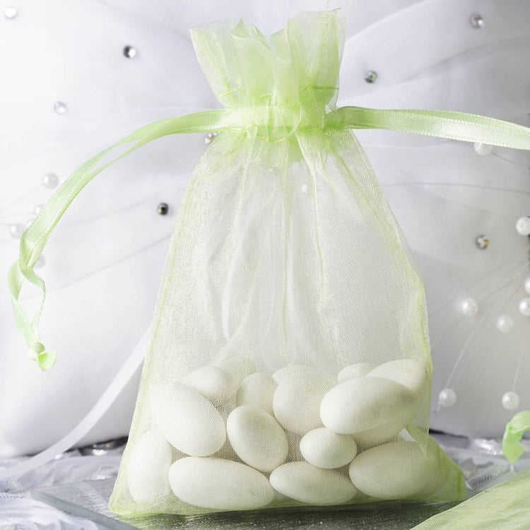 10 Pack | 4inch Mint Organza Drawstring Wedding Party Favor Gift Bags
