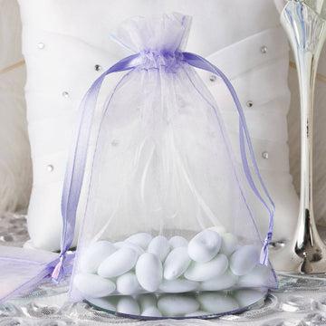 Lavender Lilac Organza Drawstring Wedding Party Favor Gift Bags 5"x7"