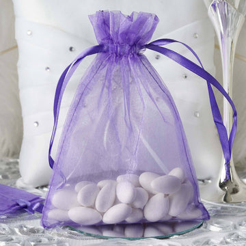 Purple Organza Drawstring Wedding Party Favor Gift Bags - Add Elegance to Your Special Occasion