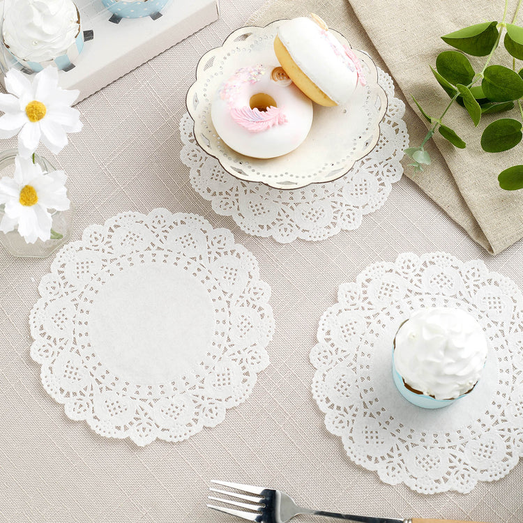 100 Piece White Round Food Grade Paper Lace Doilies 6 Inch