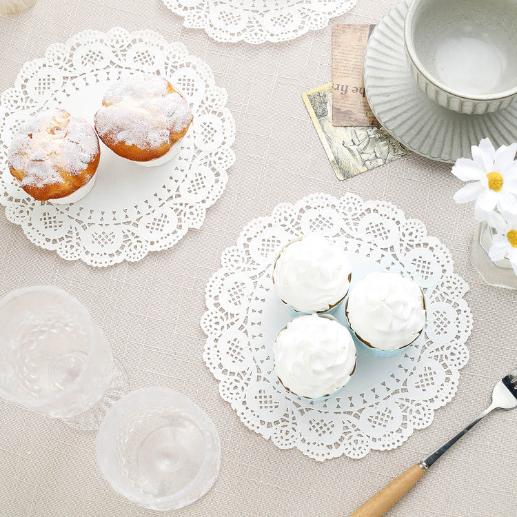 100 Pcs 8 Inch White Round Food Grade Paper Lace Doilies