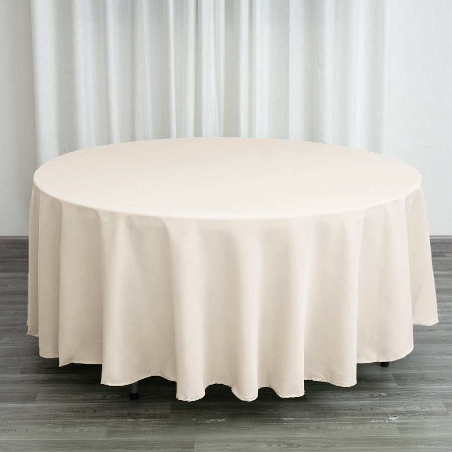 108 Inch Beige Polyester Round Tablecloth