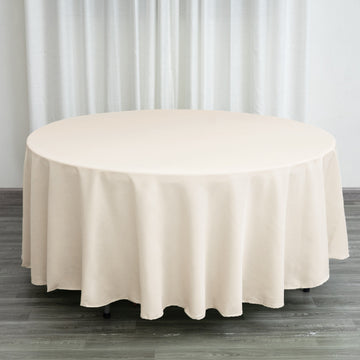 Beige Seamless Polyester Round Tablecloth 108"