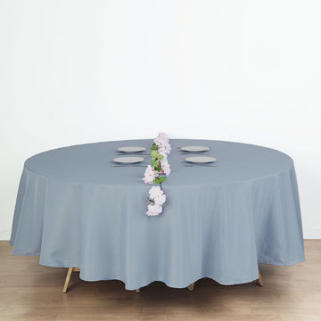 Unleash Your Creativity with the Dusty Blue Seamless Polyester Round Tablecloth 108