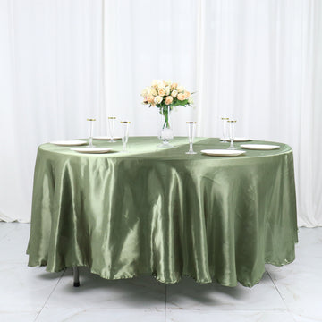 Dusty Sage Green Seamless Satin Round Tablecloth 108"