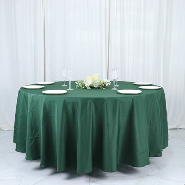 Hunter Emerald Green Seamless Polyester Round Tablecloth 108"