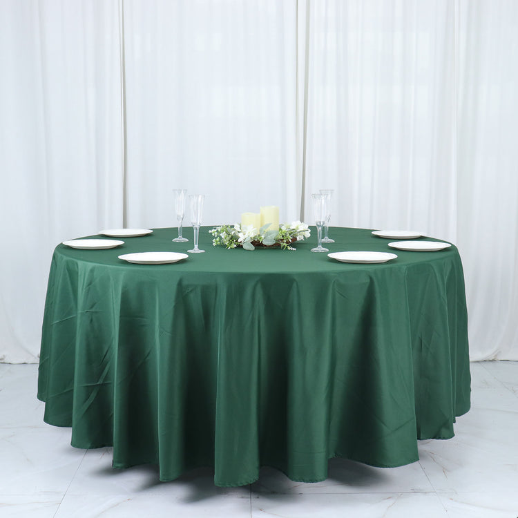 Hunter Emerald Green 108 Inch Round Polyester Tablecloth