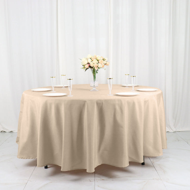108 Inch Size Nude Polyester Round Tablecloth