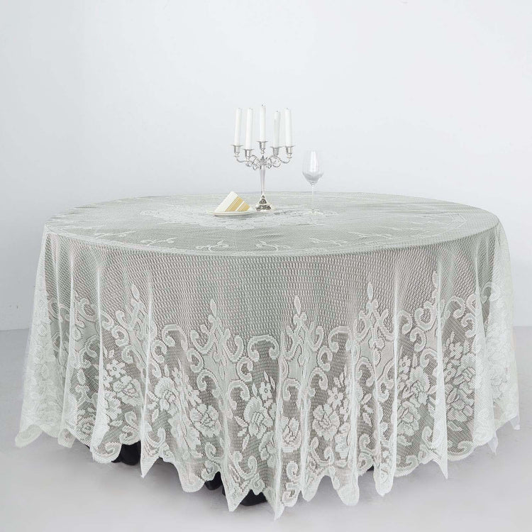 Premium Lace 108 Inch Round Ivory Tablecloth