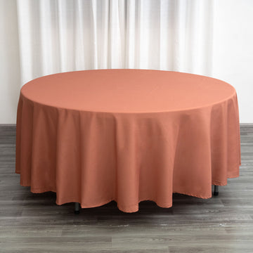 Add Elegance to Your Event with the Terracotta (Rust) Round Tablecloth