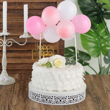 Add a Touch of Elegance with the Blush, Pink, and White Balloon Garland Cake Topper