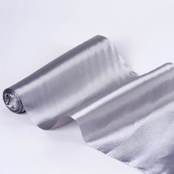 Elegant Silver Satin Fabric Bolt for DIY Craft and Event Decor