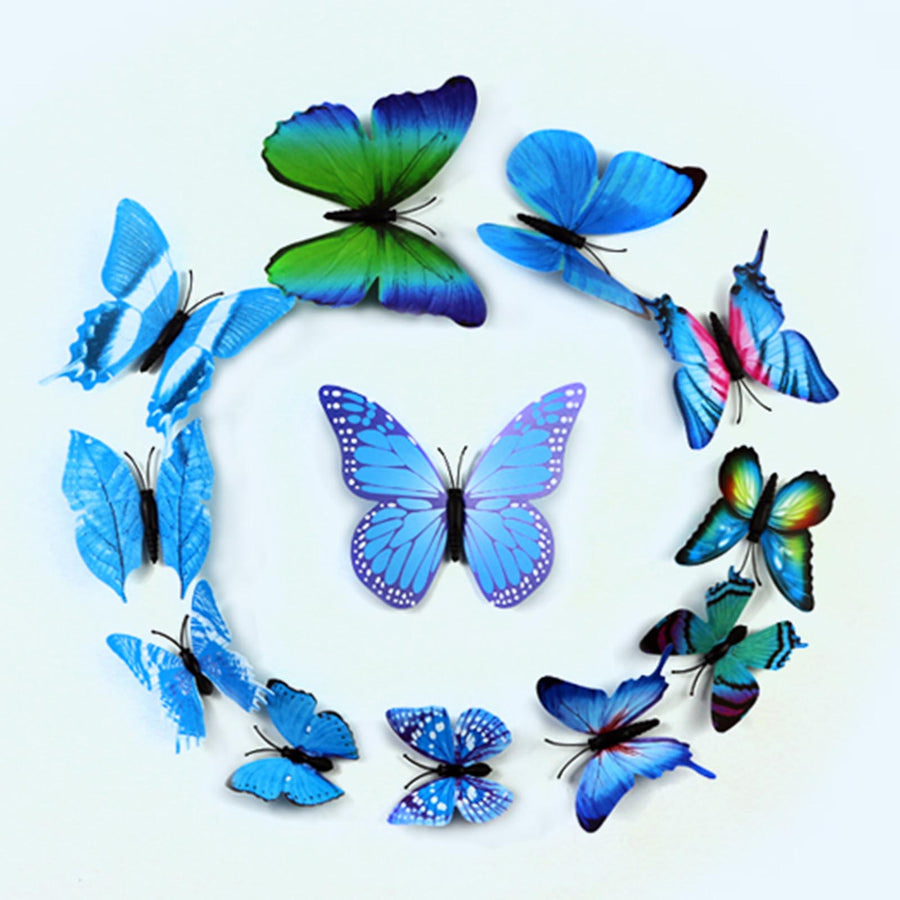 12 Pack | 3D Butterfly Wall Decals, DIY Stickers Decor - Blue Collection#whtbkgd