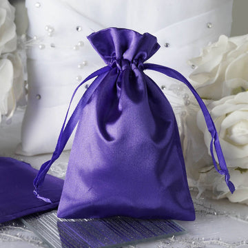 Purple Satin Drawstring Wedding Party Favor Gift Bags - Add a Touch of Elegance to Your Event