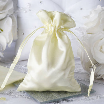 Yellow Satin Drawstring Wedding Party Favor Gift Bags 4"x6" - Add Glamour to Your Event