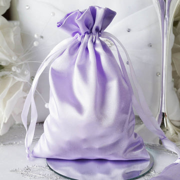 Lavender Lilac Satin Drawstring Wedding Party Favor Gift Bags 5"x7" - Add Elegance to Your Event Decor