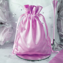 12 Pack | 5x7inch Pink Satin Drawstring Wedding Party Favor Gift Bags