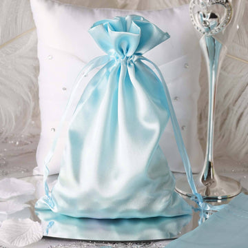 Baby Blue Satin Wedding Party Favor Bags