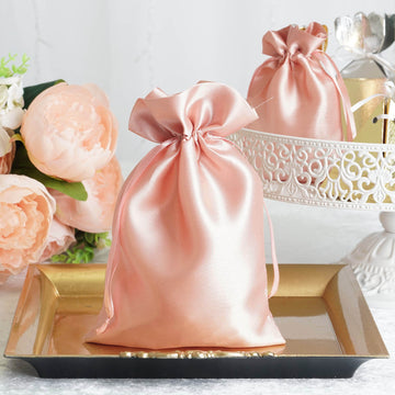 Dusty Rose Satin Wedding Party Favor Bags