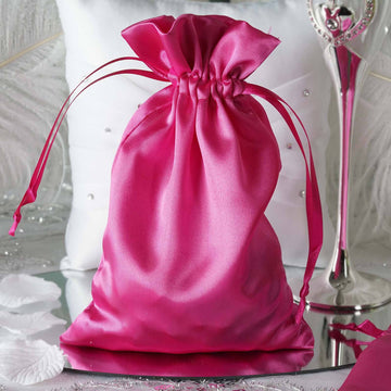 Fuchsia Satin Drawstring Wedding Party Favor Gift Bags 6"x9" - Add Elegance to Your Special Occasion
