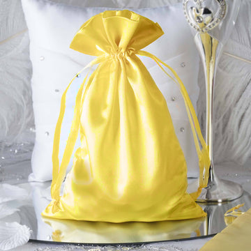 Glamorous Gold Satin Drawstring Wedding Party Favor Gift Bags