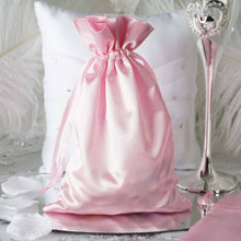 12 Pack | 6inch x 9inch Pink Satin Drawstring Wedding Party Favor Gift Bags