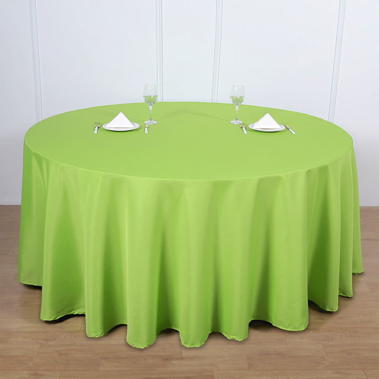120 Inch Apple Green Polyester Round Tablecloth
