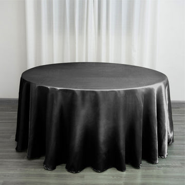 Black Seamless Satin Round Tablecloth 120"