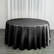 Round Black Satin Tablecloth 120 Inch   