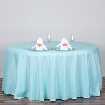 Blue Seamless Polyester Round Tablecloth 120"