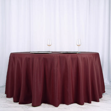 120" Burgundy Seamless Polyester Round Tablecloth
