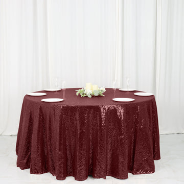 Elevate Your Event with the Burgundy Sequin Tablecloth