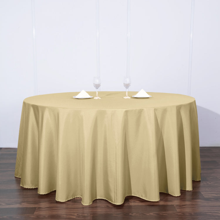 Champagne Round Polyester Tablecloth 120 Inch