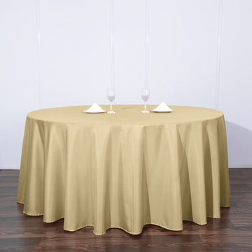 Champagne Seamless Polyester Round Tablecloth 120"
