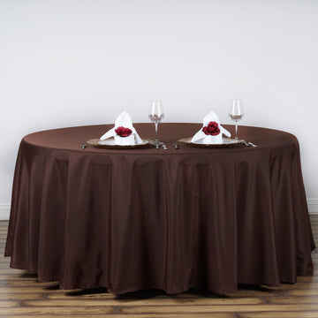 Chocolate Seamless Polyester Round Tablecloth 120"
