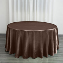 Round Chocolate Satin Tablecloth 120 Inch   